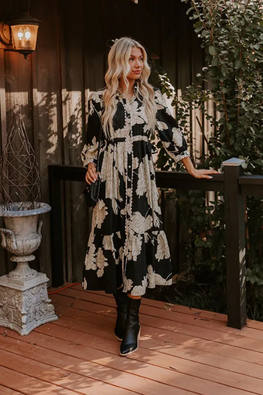 Bistro Bound Floral Midi in Black sold by Impressions