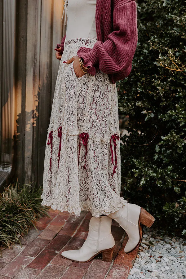 Boho Feels High Waist Lace Skirt in Wine sold by Impressions product image thumbnail 3