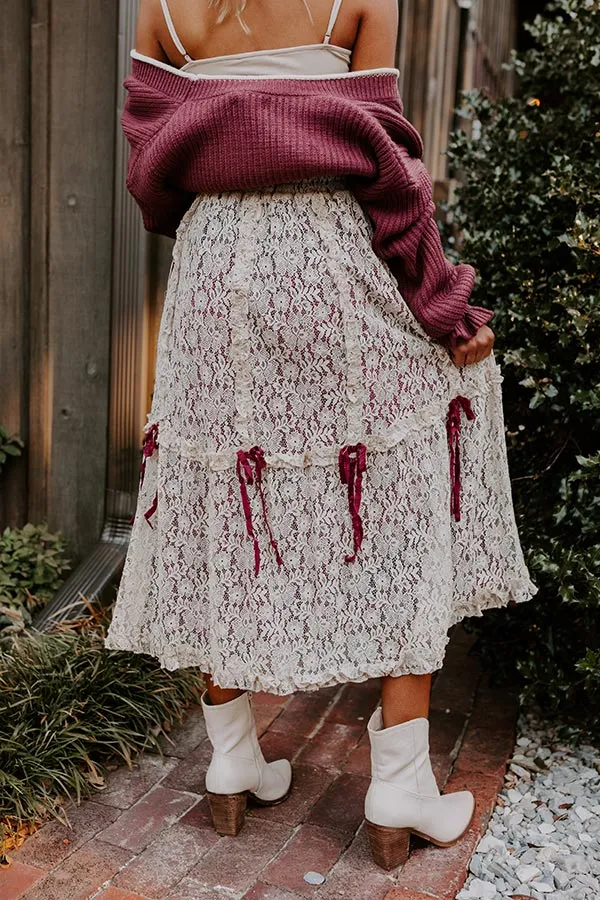 Boho Feels High Waist Lace Skirt in Wine sold by Impressions product image thumbnail 4