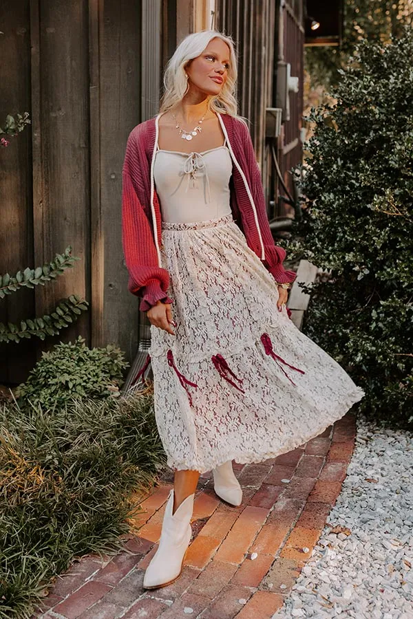 Boho Feels High Waist Lace Skirt in Wine sold by Impressions