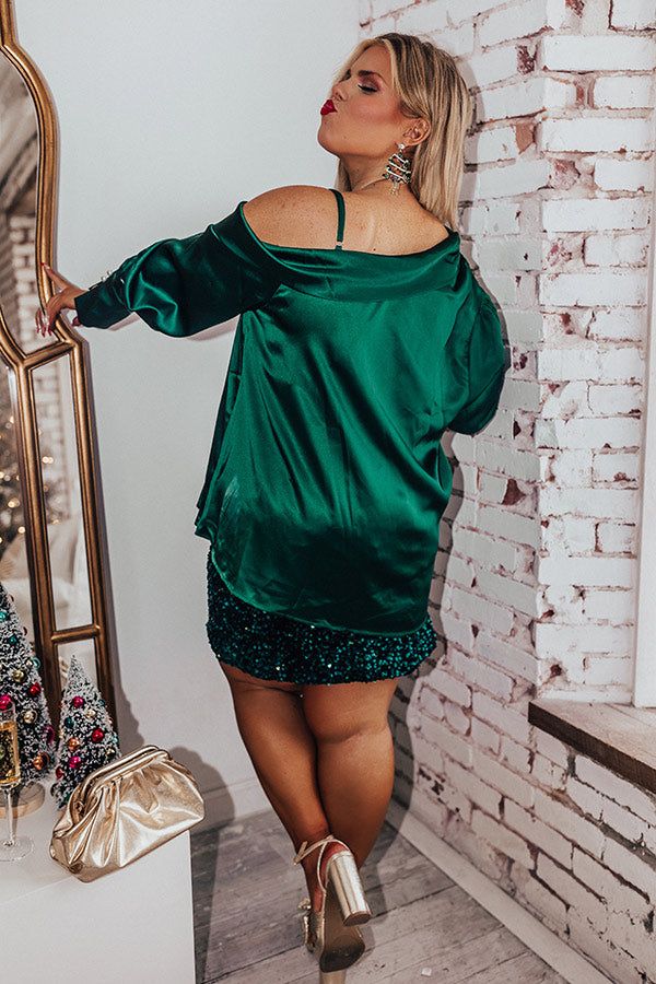 Date Night Ready Satin Top In Hunter Green Curves sold by Impressions product image thumbnail 5