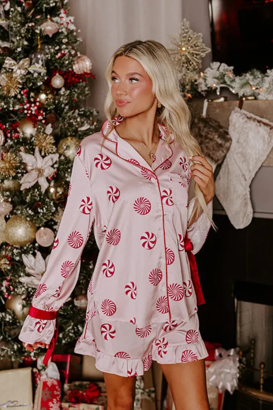 Peppermint Kisses Satin Pajama Top sold by Impressions