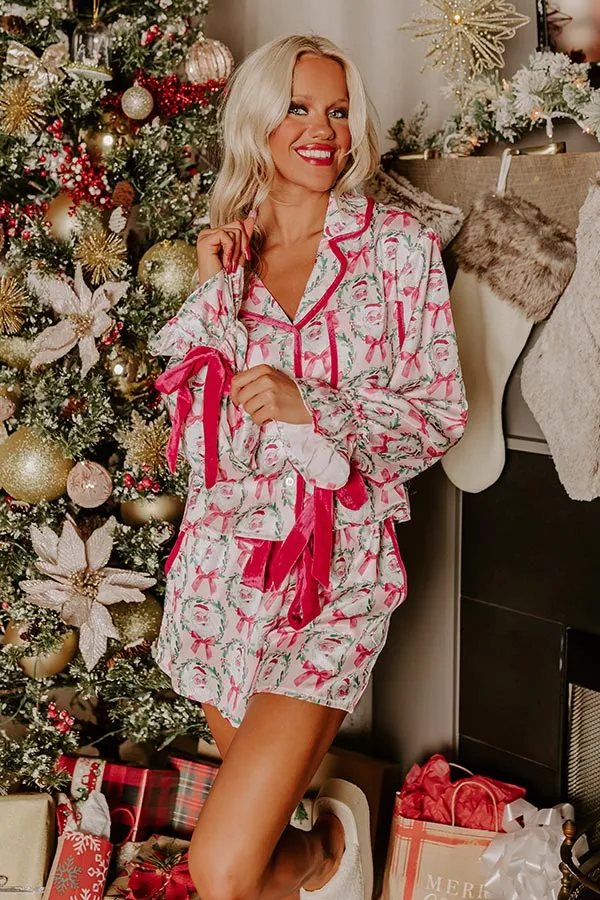Christmas Dreaming Satin Pajama Top in Light Pink sold by Impressions