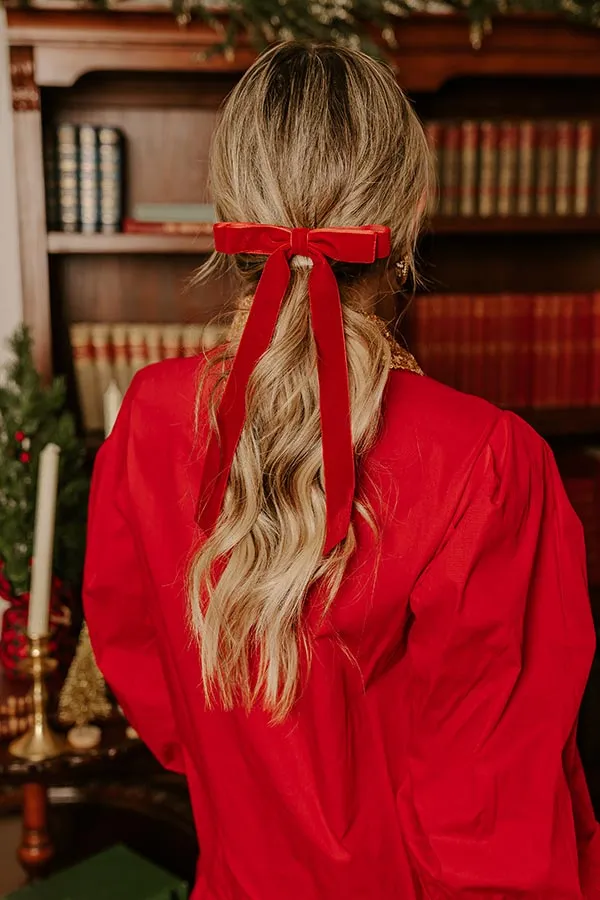 The Alice Long Velvet Bow Hair Clip in Red sold by Impressions product image thumbnail 2