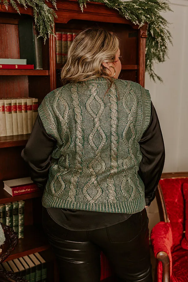 Holiday Party Metallic Knit Vest Top in Hunter Green Curves sold by Impressions product image thumbnail 5