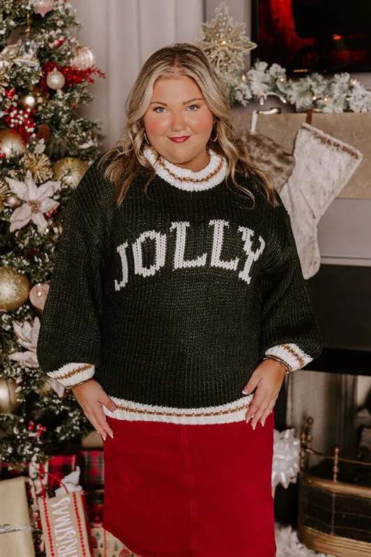 Holiday Vibes Knit Sweater in Jolly Hunter Green Curves sold by Impressions