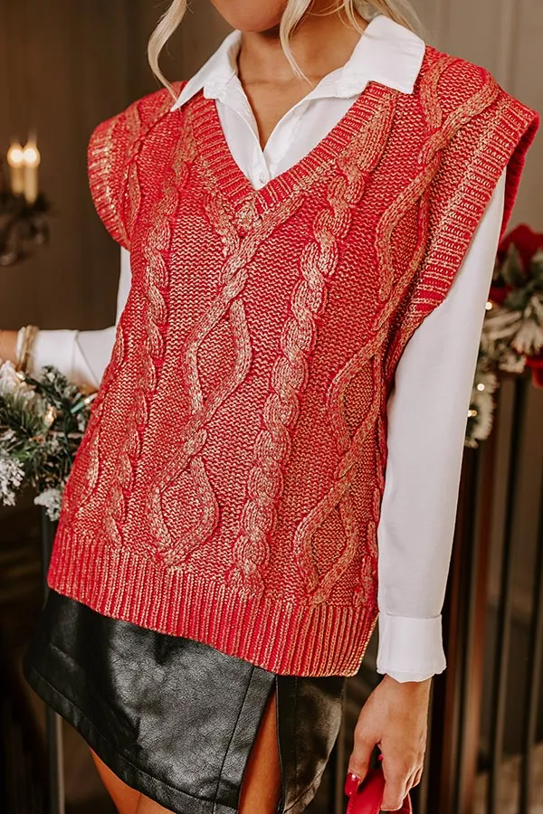 Holiday Party Metallic Knit Vest Top in Red sold by Impressions product image thumbnail 3