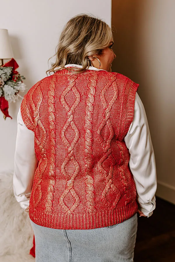 Holiday Party Metallic Knit Vest Top in Red Curves sold by Impressions product image thumbnail 5