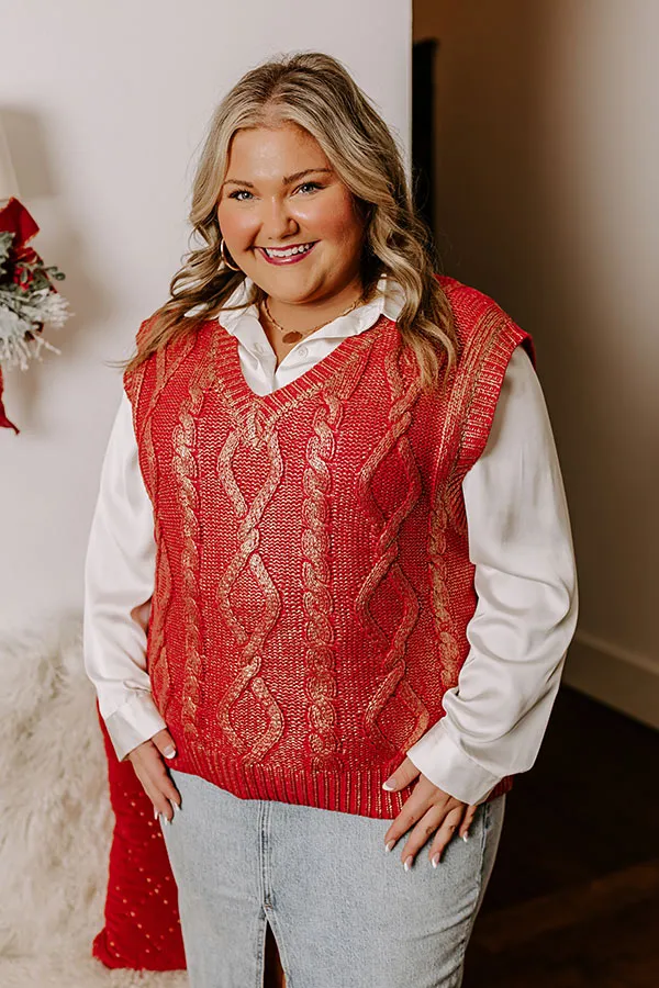 Holiday Party Metallic Knit Vest Top in Red Curves sold by Impressions product image thumbnail 3