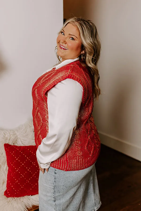 Holiday Party Metallic Knit Vest Top in Red Curves sold by Impressions product image thumbnail 4