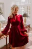 Holiday Social Velvet Mini Dress in Wine sold by Impressions
