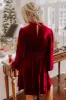 Holiday Social Velvet Mini Dress in Wine sold by Impressions