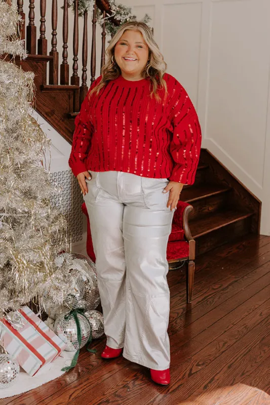 Holiday Fun Sequin Sweater in Red Curves sold by Impressions