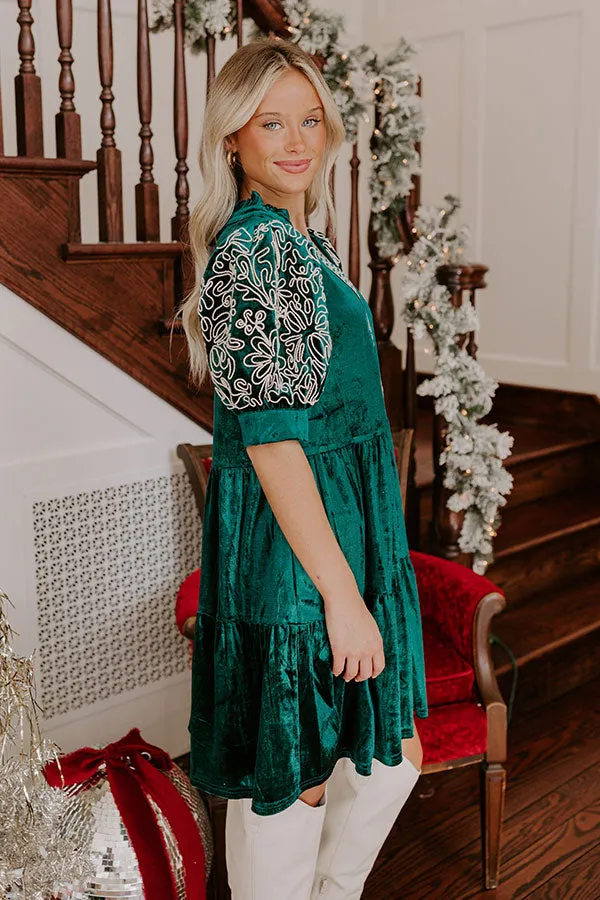 Charmed Moments Velvet Mini Dress in Hunter Green sold by Impressions product image thumbnail 4