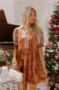 Charmed Moments Velvet Mini Dress in Cinnamon sold by Impressions