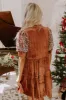 Charmed Moments Velvet Mini Dress in Cinnamon sold by Impressions