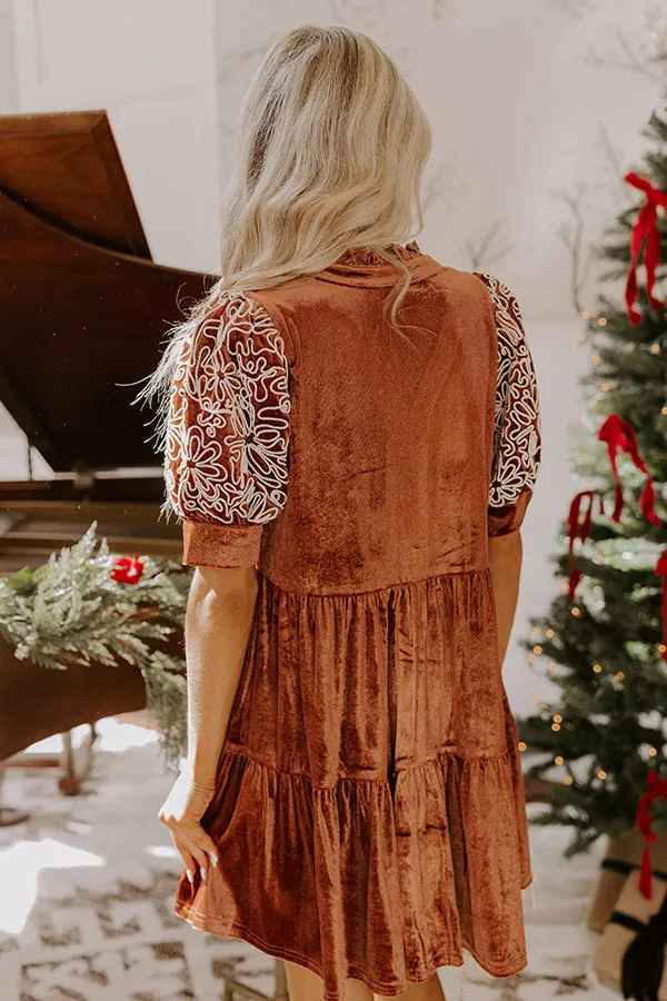 Charmed Moments Velvet Mini Dress in Cinnamon sold by Impressions product image thumbnail 5