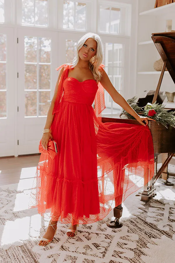 Twirls Around The Room Tulle Midi in Red sold by Impressions product image thumbnail 5