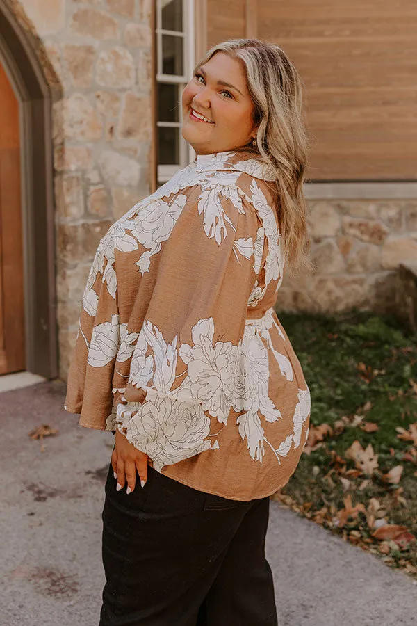 Always In Style Floral Top in Camel Curves sold by Impressions product image thumbnail 3