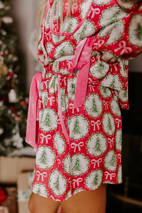 Christmas Dreaming Satin Pajama Shorts in Red sold by Impressions product image thumbnail 2