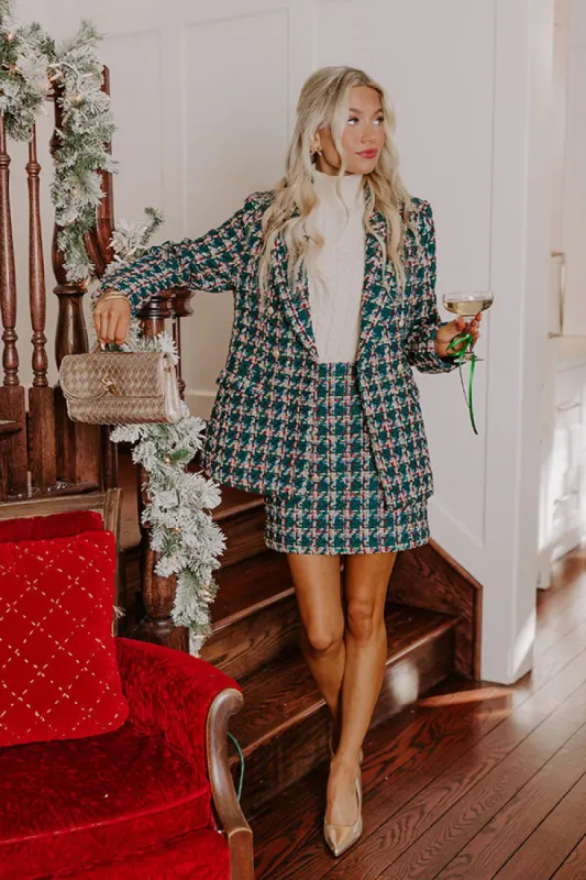 Boss Babe Tweed Blazer in Teal sold by Impressions