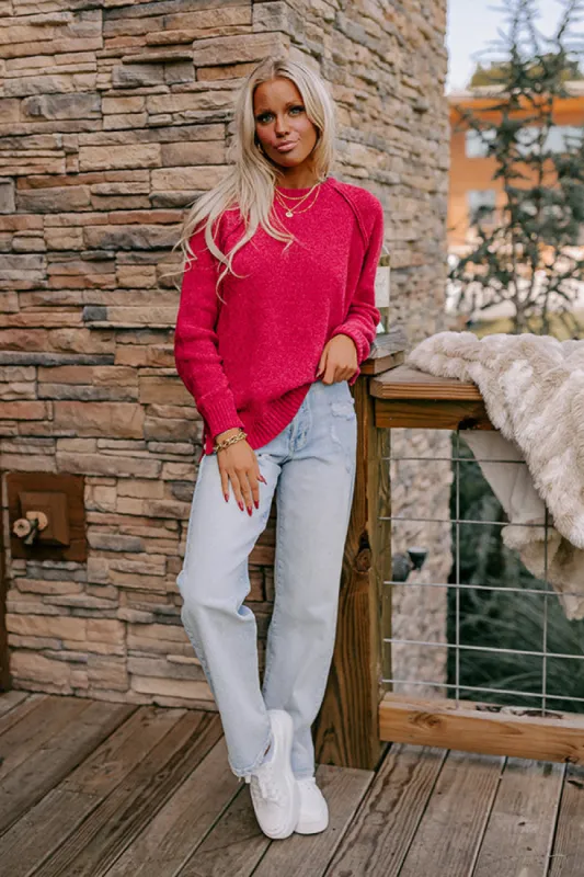 Fall Gratitude Chenille Knit Sweater In Red sold by Impressions