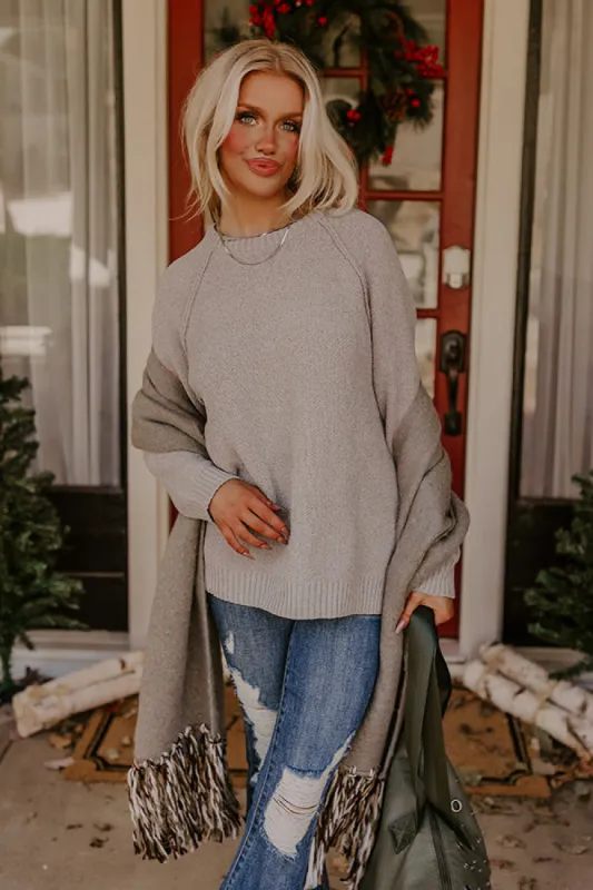 Fall Gratitude Chenille Knit Sweater In Grey sold by Impressions