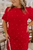 Cranberry Sangria Sippin' Rhinestone Embellished Mini Dress Curves sold by Impressions