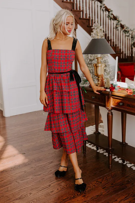 Holiday Harmony Plaid Tiered Midi sold by Impressions