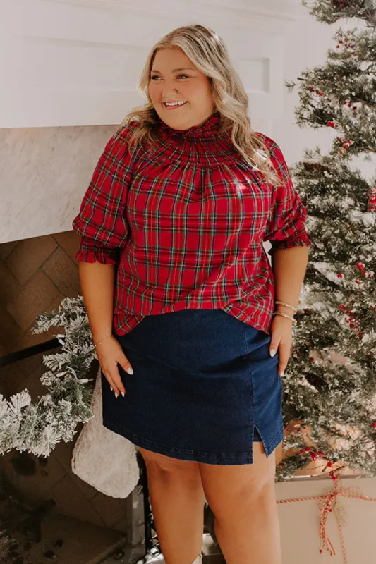 Holiday Harmony Smocked Plaid Top Curves sold by Impressions