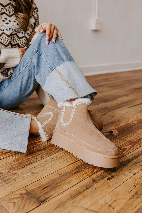 The Phoebe Faux Suede Platform Bootie in Warm Taupe sold by Impressions product image thumbnail 2