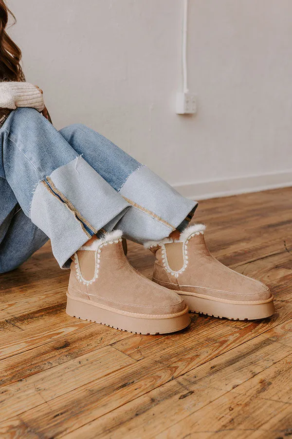 The Phoebe Faux Suede Platform Bootie in Warm Taupe sold by Impressions product image thumbnail 3
