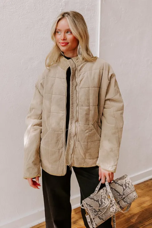 Cozy Moment Corduroy Jacket in Warm Taupe sold by Impressions