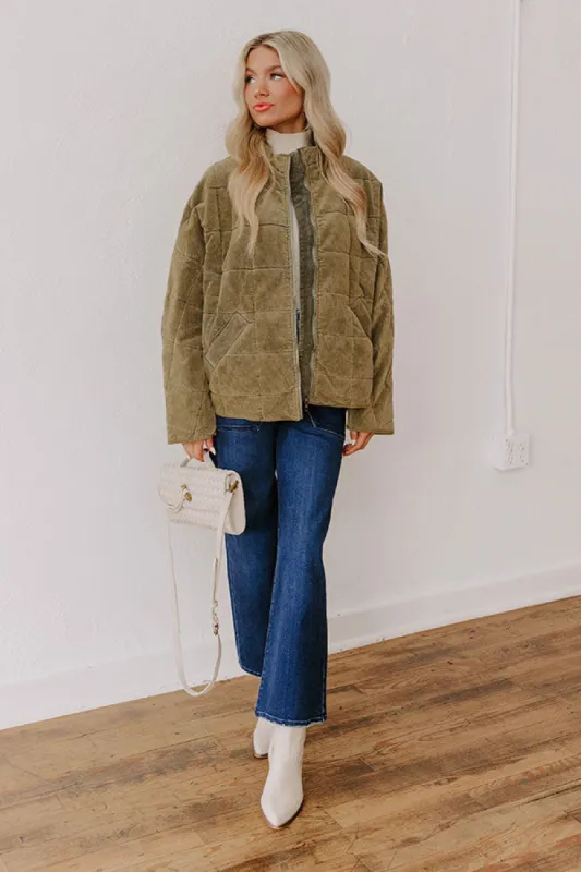 Cozy Moment Corduroy Jacket in Sage sold by Impressions