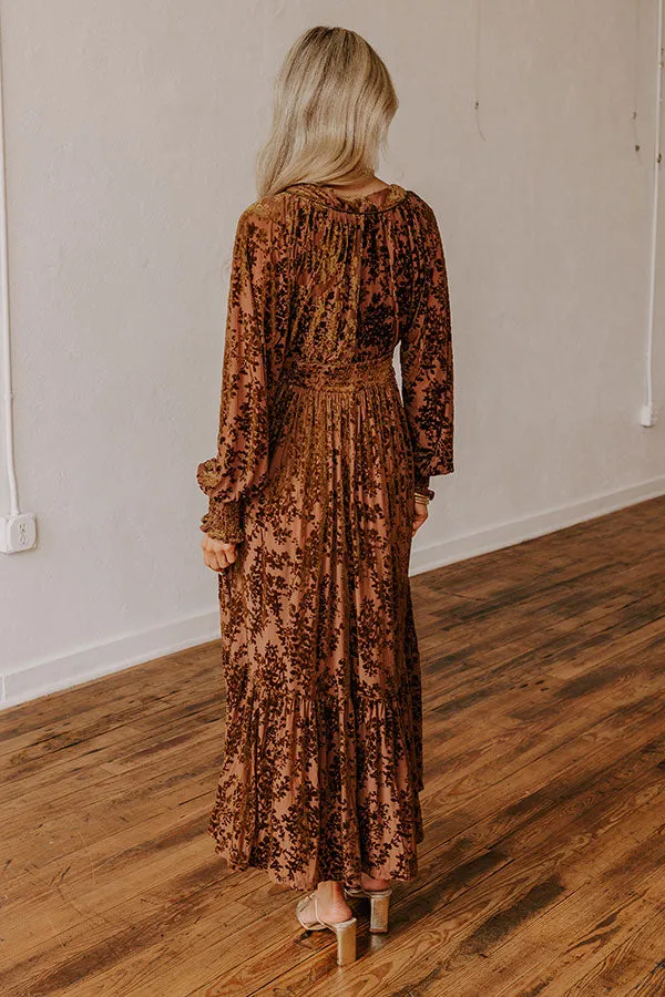 Everlasting Dreams Velvet Burnout Maxi Dress in Chocolate sold by Impressions product image thumbnail 5