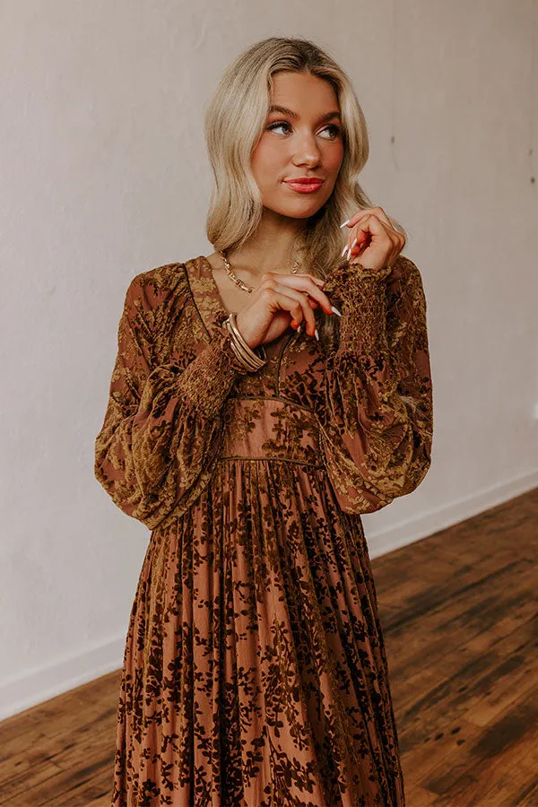 Everlasting Dreams Velvet Burnout Maxi Dress in Chocolate sold by Impressions product image thumbnail 2
