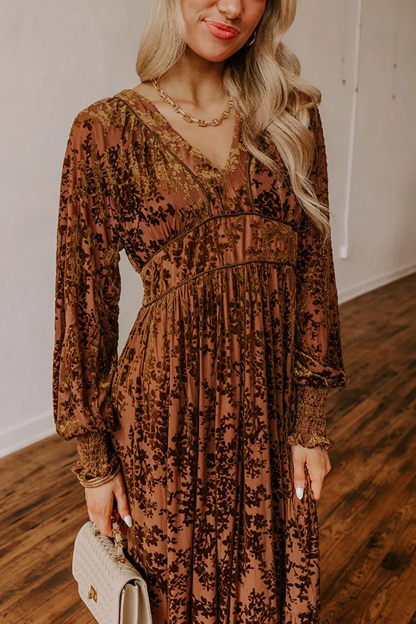 Everlasting Dreams Velvet Burnout Maxi Dress in Chocolate sold by Impressions product image thumbnail 3