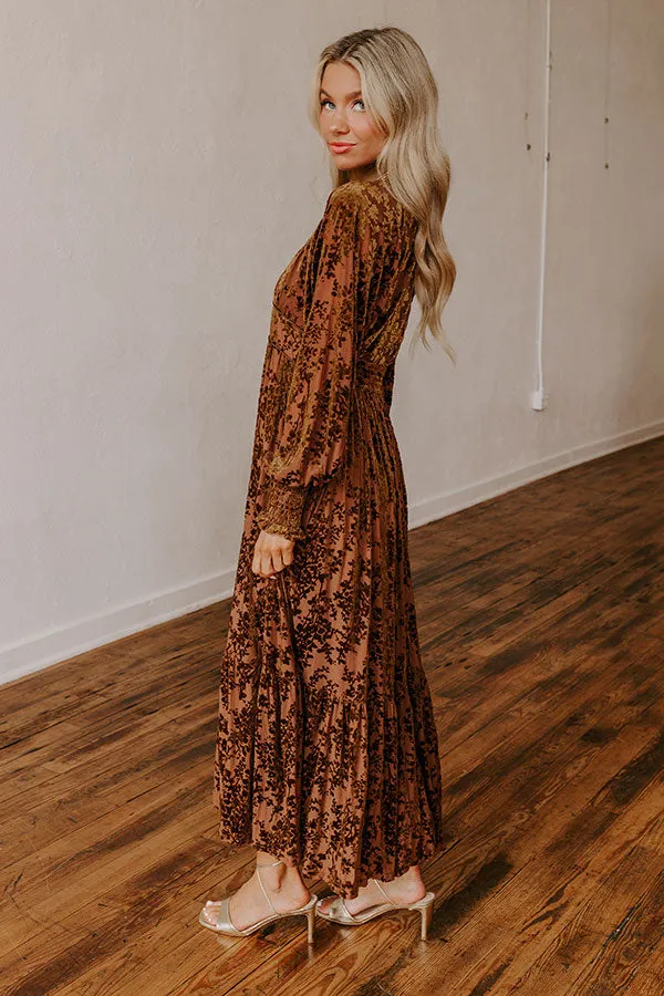Everlasting Dreams Velvet Burnout Maxi Dress in Chocolate sold by Impressions product image thumbnail 4