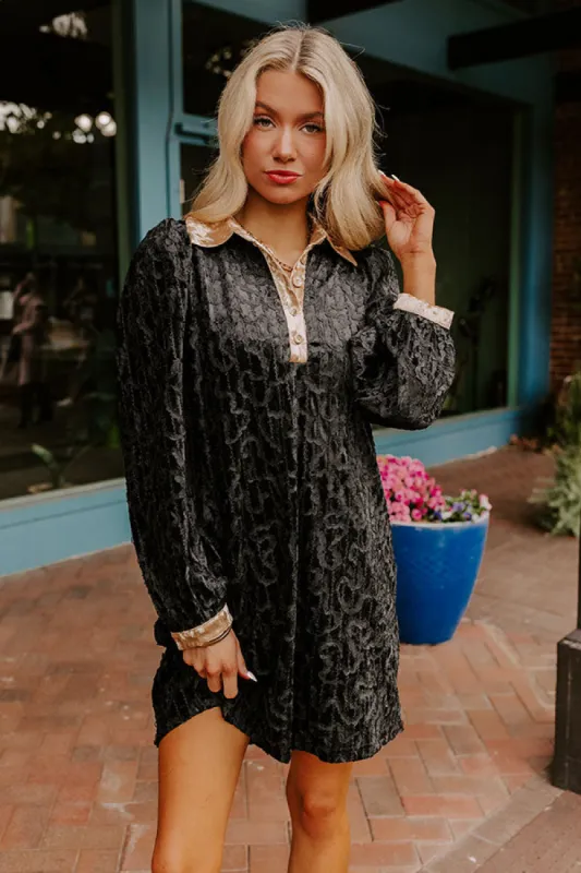 Chardonnay And Candlelight Velvet Mini Dress in Black sold by Impressions