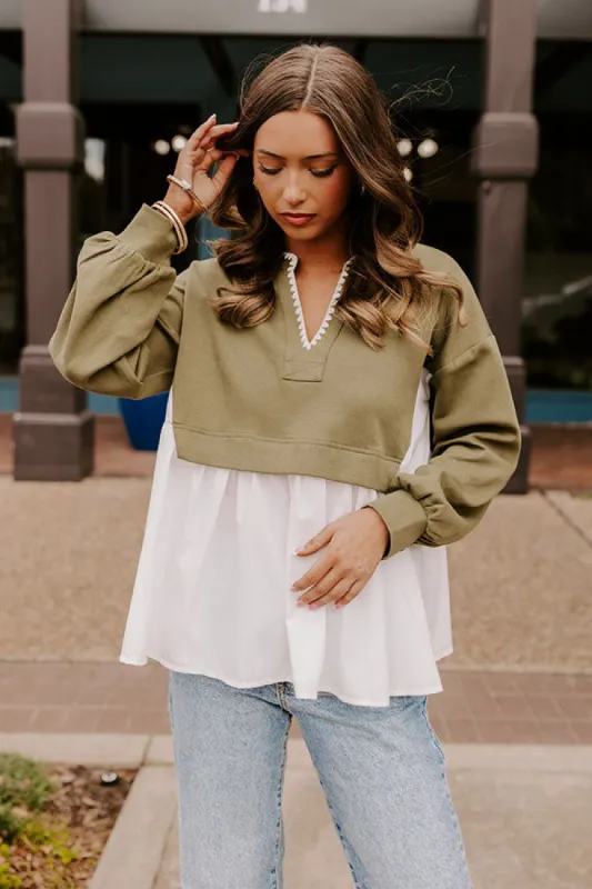 Sweet Whispers Shift Top in Olive sold by Impressions