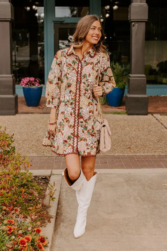 Smell The Roses Button Down Mini Dress sold by Impressions
