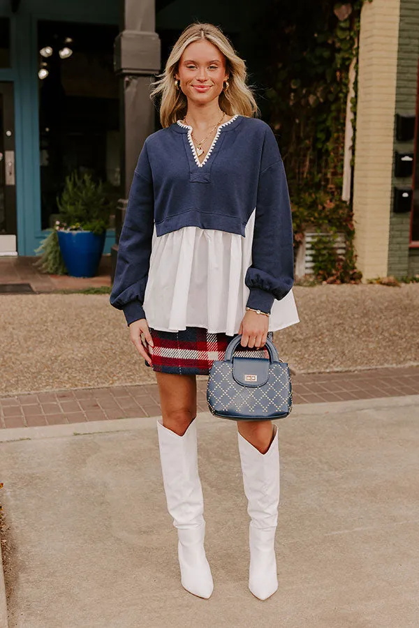 Sweet Whispers Shift Top in Navy sold by Impressions