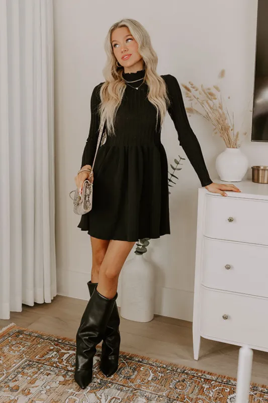 Vineyard Dreaming Knit Mini Dress in Black sold by Impressions