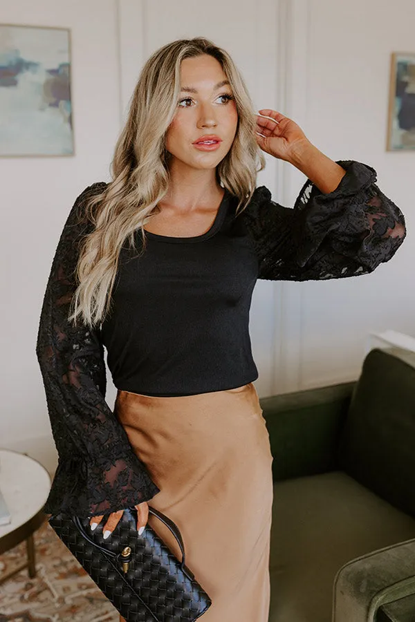 Blissful Smile Jacquard Top in Black sold by Impressions