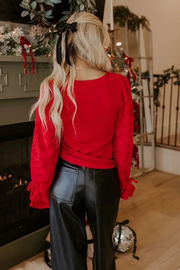 Blissful Smile Jacquard Top in Red sold by Impressions product image thumbnail 5