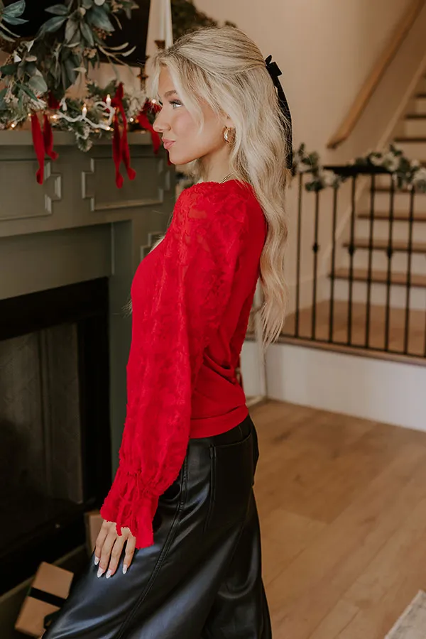 Blissful Smile Jacquard Top in Red sold by Impressions product image thumbnail 4