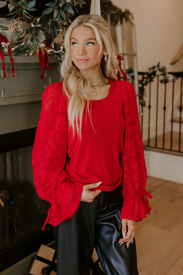 Blissful Smile Jacquard Top in Red sold by Impressions