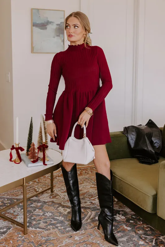 Vineyard Dreaming Knit Mini Dress in Wine sold by Impressions