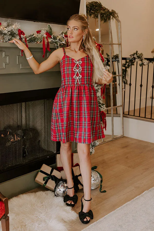 Kiss Under The Mistletoe Plaid Mini Dress sold by Impressions