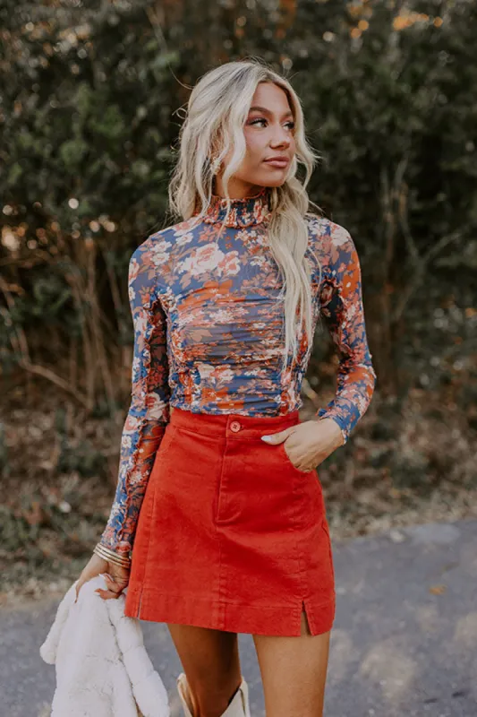 Call It Chic Floral Mesh Top in Blue sold by Impressions